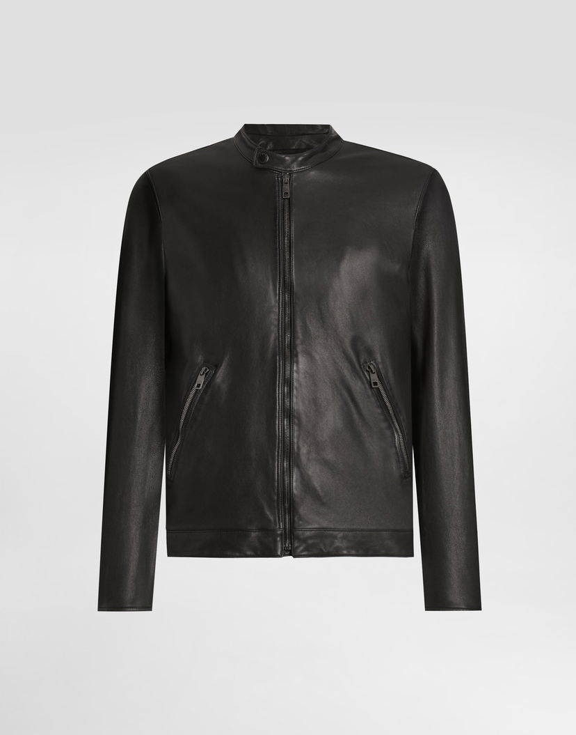 Bunda Dolce & Gabbana Dolce & Gabbana Zip Closure Leather Jacket Čierna | G9BUGLGJ744N0000