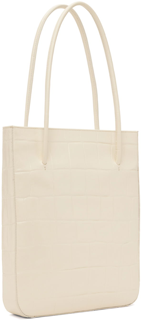 BY FAR Script Croc-Embossed Leather Tote
