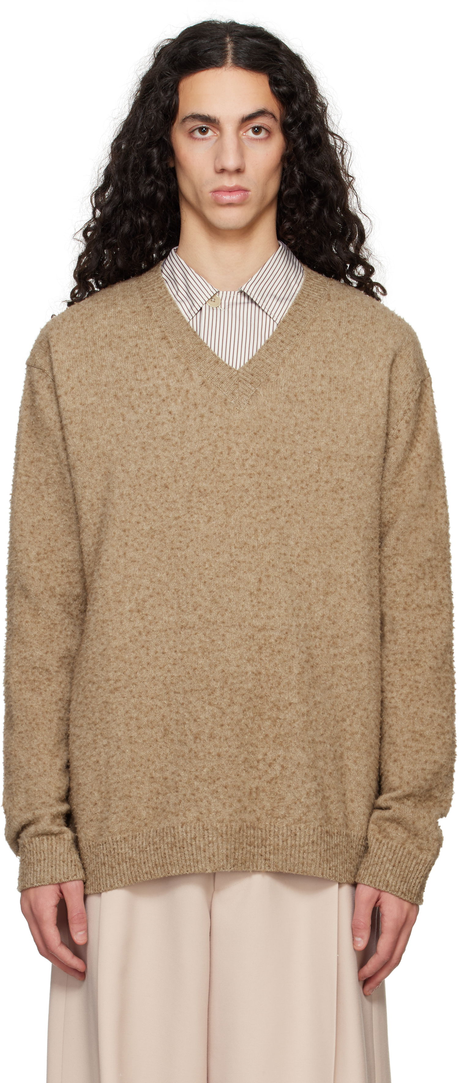 Sveter Maison Margiela Maison Margiela Pilling V-Neck Sweater Hnedá | S50HN0011 M13108, 0