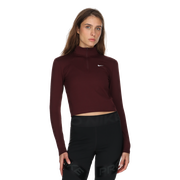 ONE Dri-FIT Fitted Quarter-Zip Crop Long-Sleeve Top