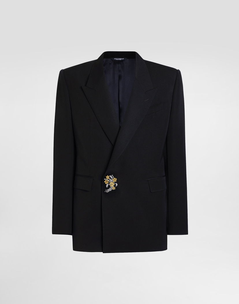 Bunda Dolce & Gabbana Dolce & Gabbana Double-breasted Wool Gabardine Jacket Čierna | G2VS9ZFU21EN0000