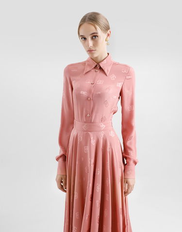 Sukňa Dolce & Gabbana Dolce & Gabbana Silk Jacquard Calf-Length Circle Skirt with DG Logo Ružová | F4CSOTFJ1JOF0473, 3