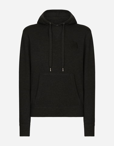 Mikina Dolce & Gabbana Dolce & Gabbana Wool and Silk Hoodie with DG Patch Čierna | GXV55ZJFMCZN2958, 0