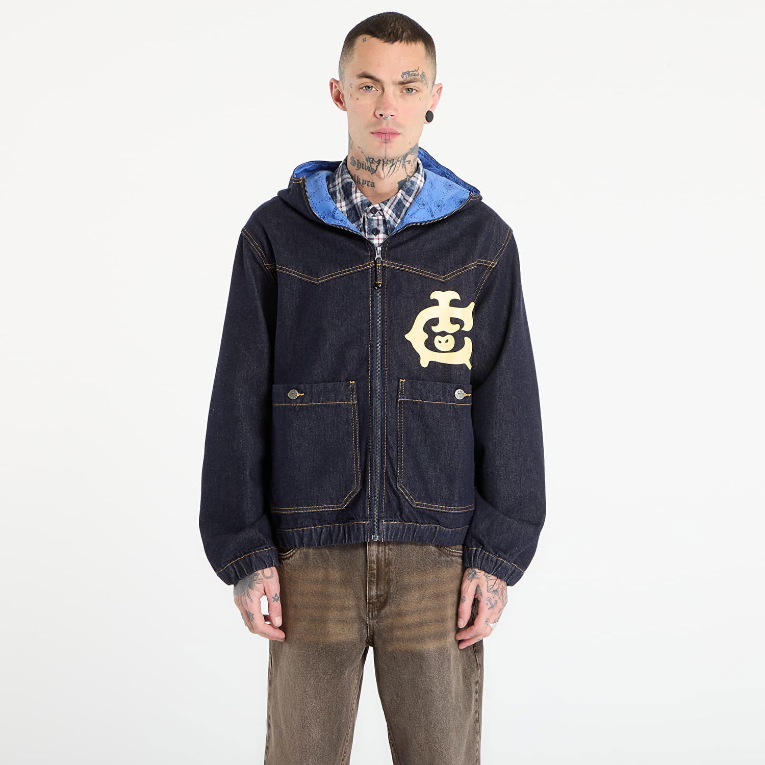 Bunda BILLIONAIRE BOYS CLUB Icecream Western Panelled Zip Through Denim Jacket Modrá | IC25445 Indigo, 0