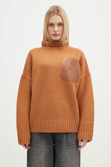 Sveter JW Anderson JW Anderson Leather Patch Pocket Turtleneck Jumper Hnedá | KW1292.YN0367.619, 0