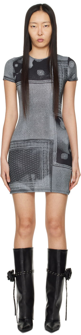 Šaty Miaou Miaou Billie Print Mini Dress Šedá | 5045TJBSCI, 0