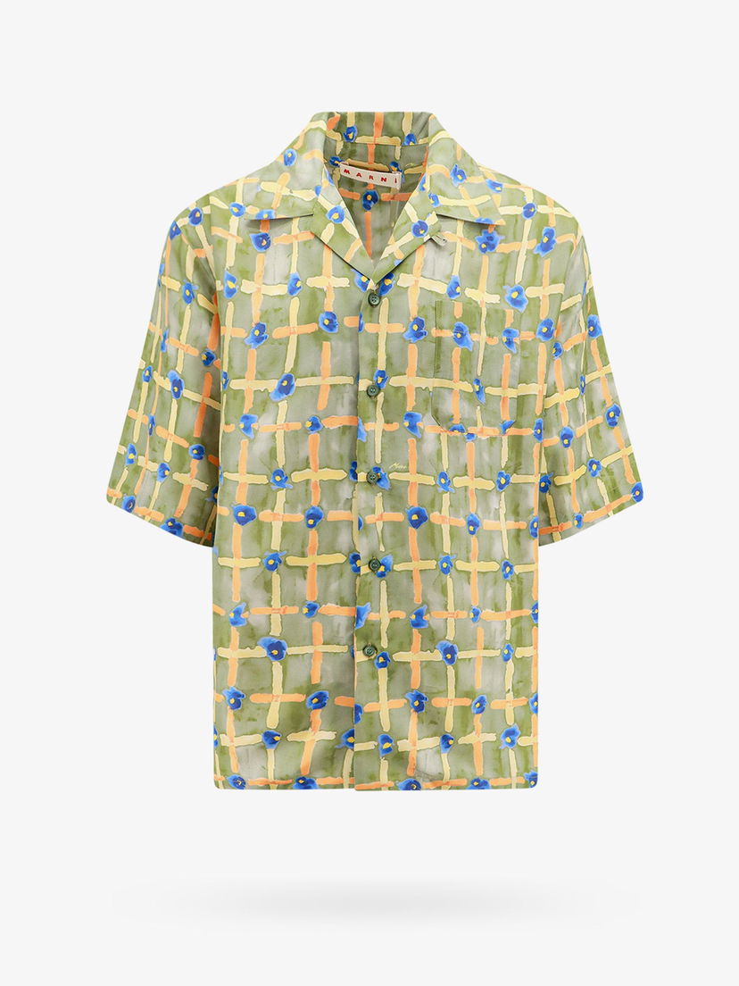 Košeľa Marni Green Short Sleeve Patterned Shirt Zelené | CUMU0213A6UTSG09SAV67