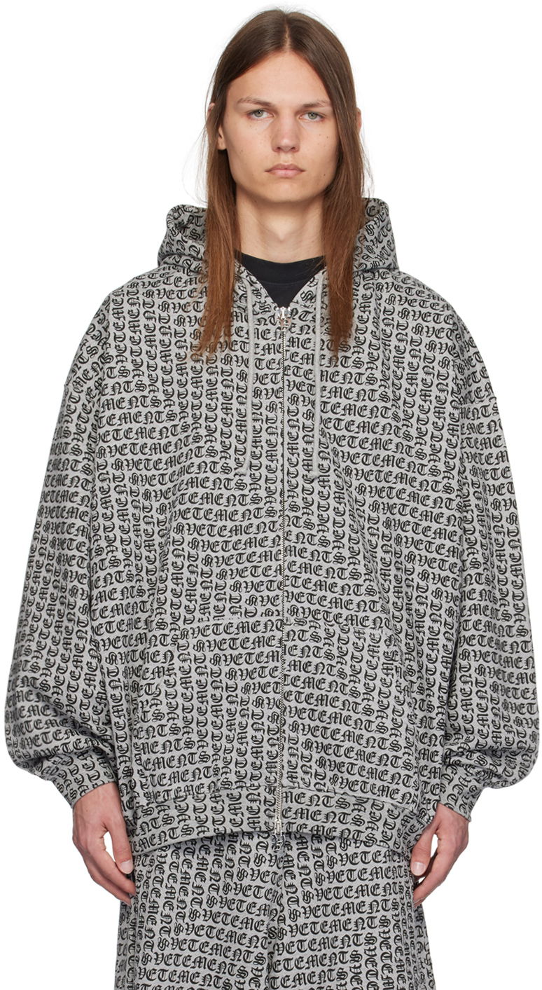 Mikina VETEMENTS Gothic Monogram Hoodie Šedá | UA65HD150G, 0