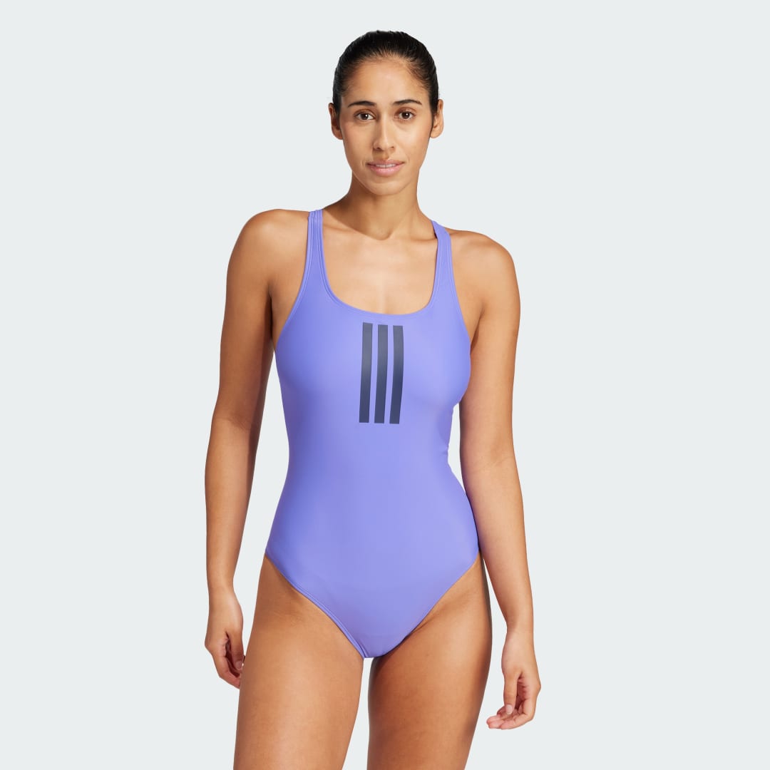 Plavky adidas Performance 3-Stripes V-Back One Piece Swimsuit Fialová | JG5816, 0