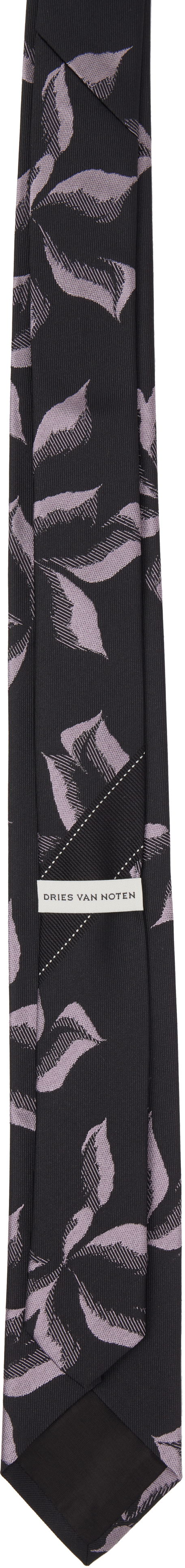 Opasok Dries Van Noten Dries Van Noten 'Suminagashi Petals' Narrow Silk Tie Čierna | 251-021600-1904, 1