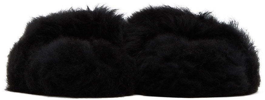 Oblečenie Yves Salomon Yves Salomon Toscana Fur Slippers Čierna | 24W23WAA342XXTOSX, 1