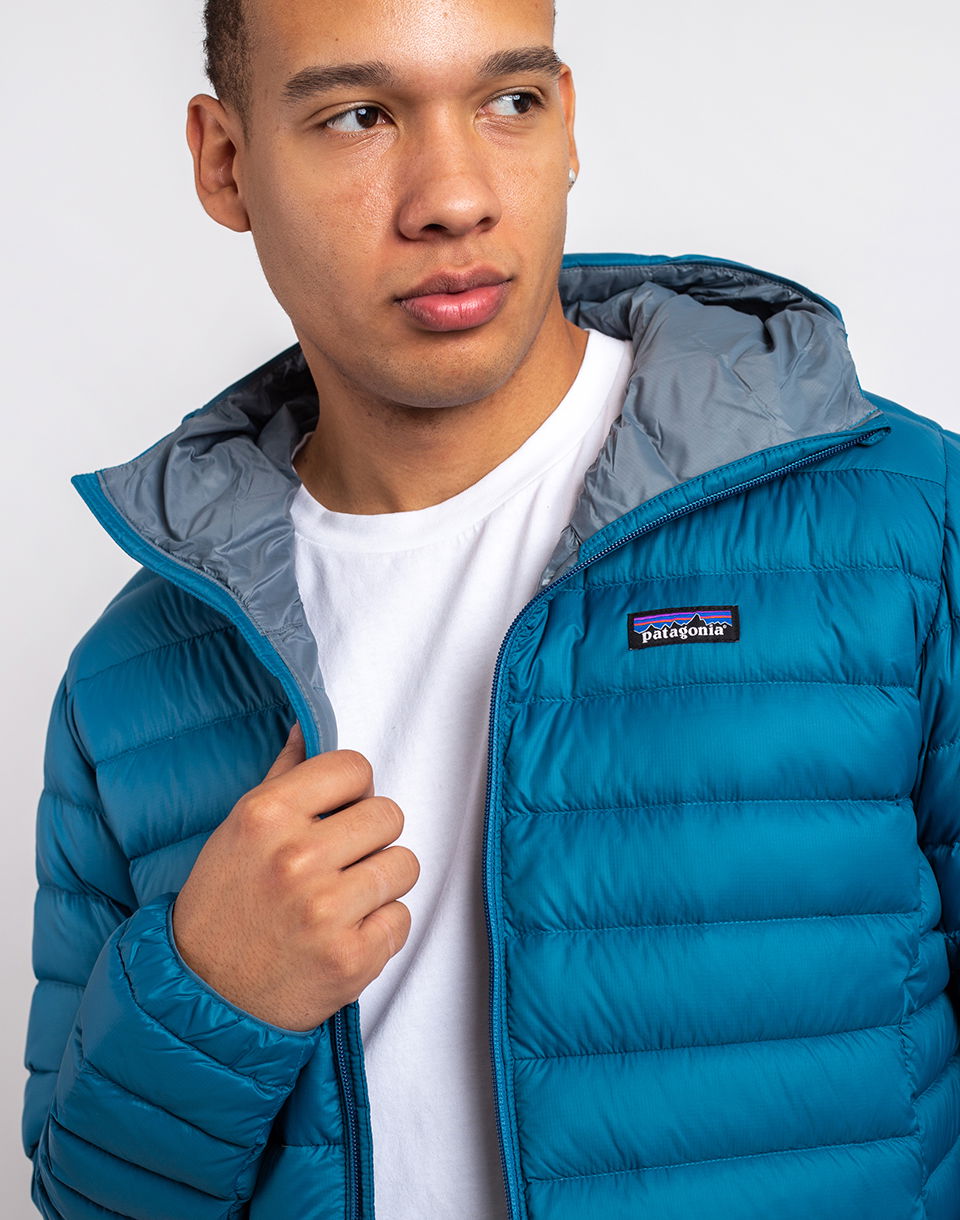 Prešívaná bunda Patagonia Down Sweater Hoody Modrá | 84702, 1