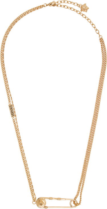 Náhrdelník Versace Versace Gold-Tone Double Chain Safety Pin Pendant Necklace Metalická | 1020256_1A00620, 1
