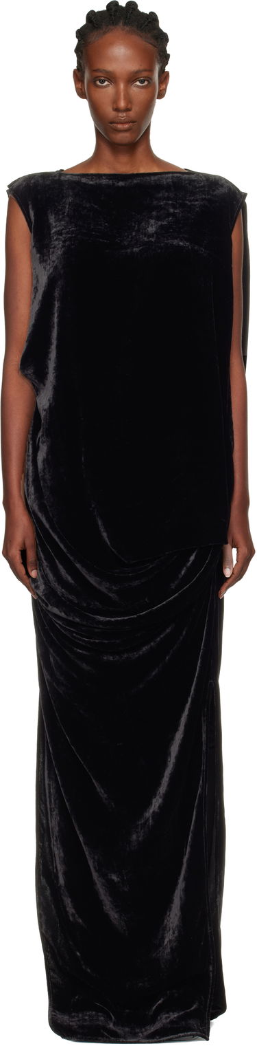 Šaty Rick Owens Rick Owens Concordians Nouveau Velvet Draped Sleeveless Maxi Dress Čierna | RP02E4574 V, 0