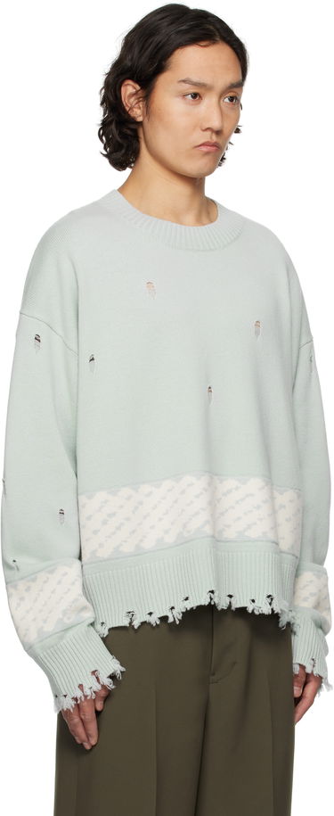 Sveter Feng Chen Wang Feng Chen Wang Ripped Jacquard Sweater Zelené | FUS19KT07, 1