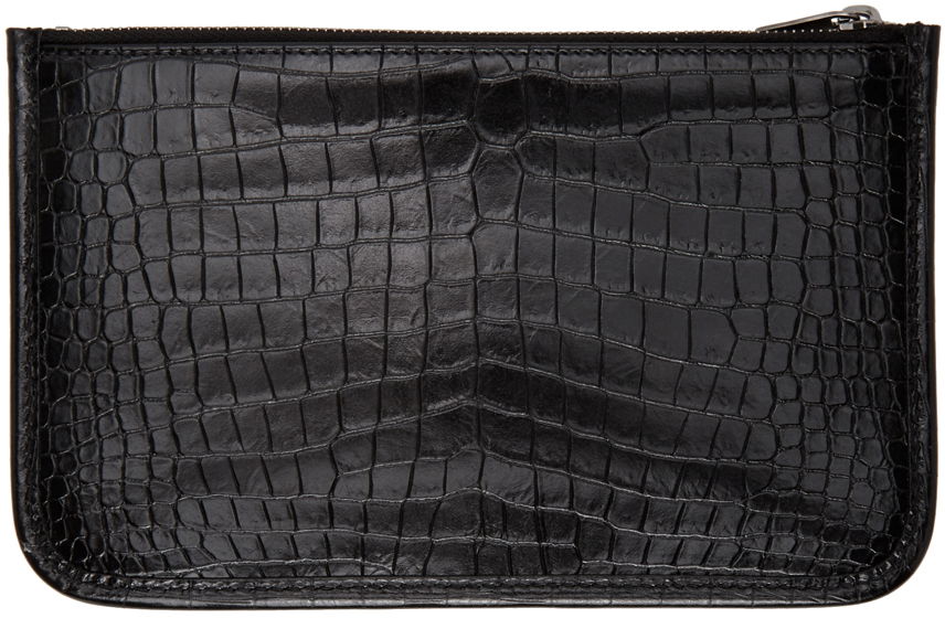 Peňaženka Saint Laurent Saint Laurent Niki Croc Bill Pouch Čierna | 606533 1QP0D, 1