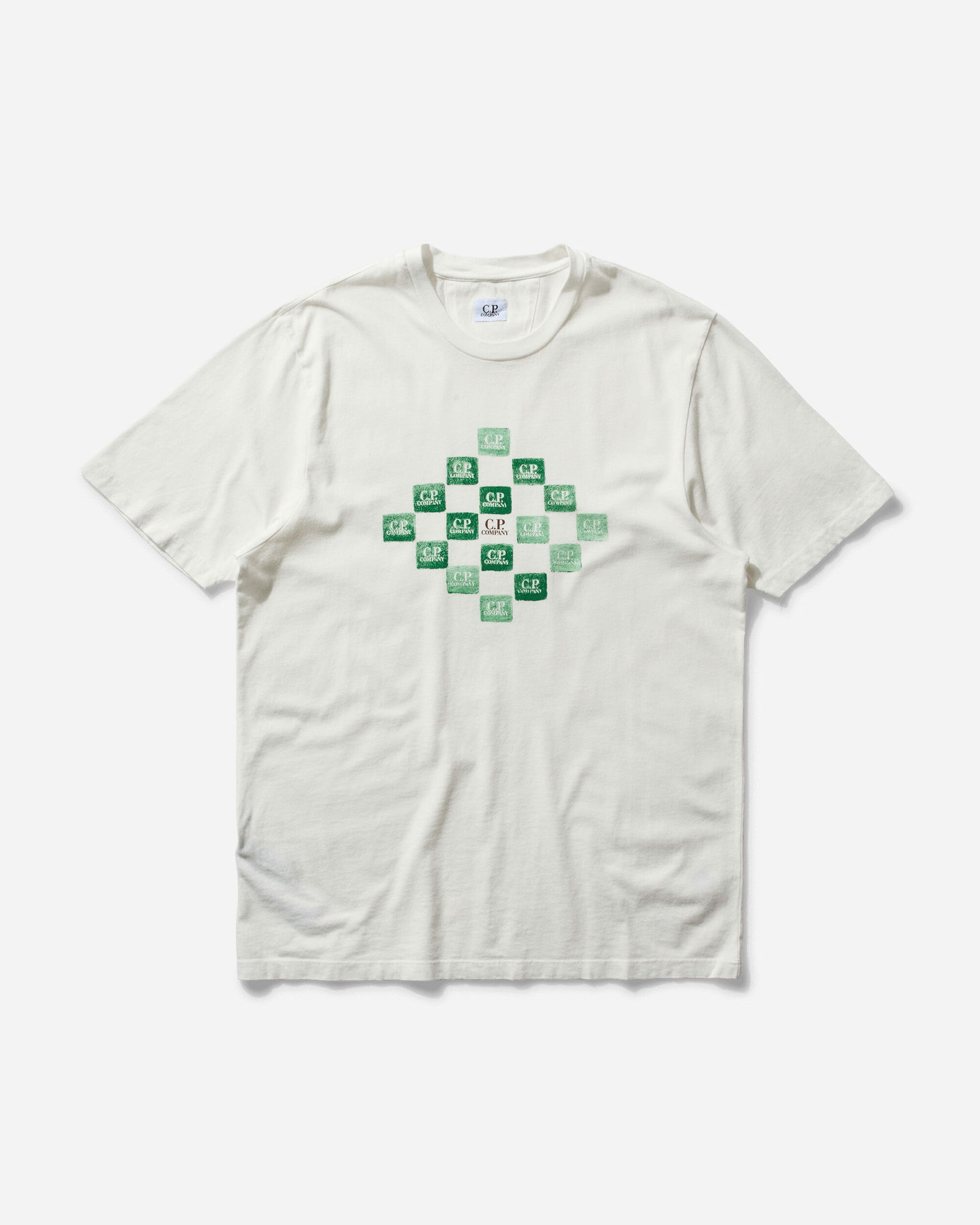 24/1 Jersey Printed Logo Grid T-Shirt Gauze White