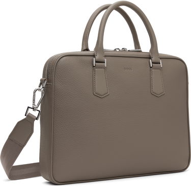 Taška cez rameno BOSS BOSS Grained Leather Briefcase Šedá | 50536146, 1