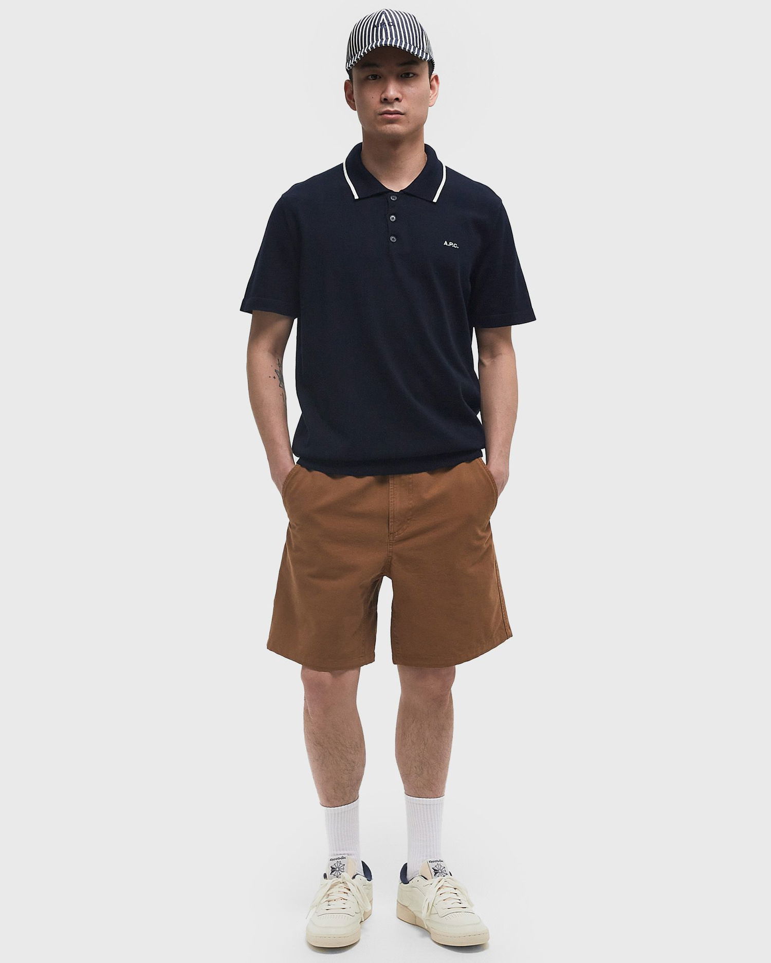 Polo tričko A.P.C. A.P.C. Fynn Knit Polo Shirt Navy | COGDK-H23309-TIG, 1