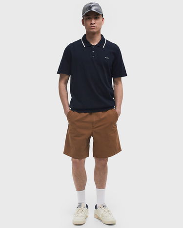 Polo tričko A.P.C. A.P.C. Fynn Knit Polo Shirt Navy | COGDK-H23309-TIG, 1