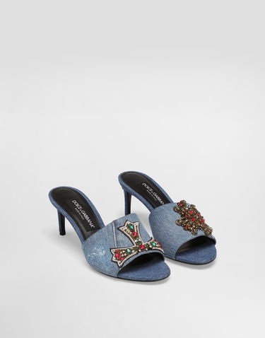 Doplnky Dolce & Gabbana Dolce & Gabbana Denim Mules with Embellishments Modrá | CR1893AN6248C609, 1