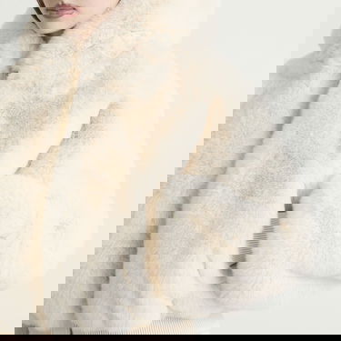 Bunda SKIMS Faux Fur Shrunken Hoodie Jacket, Size X-Small Béžová | ZU-ZUP-10048W-EGT, 5