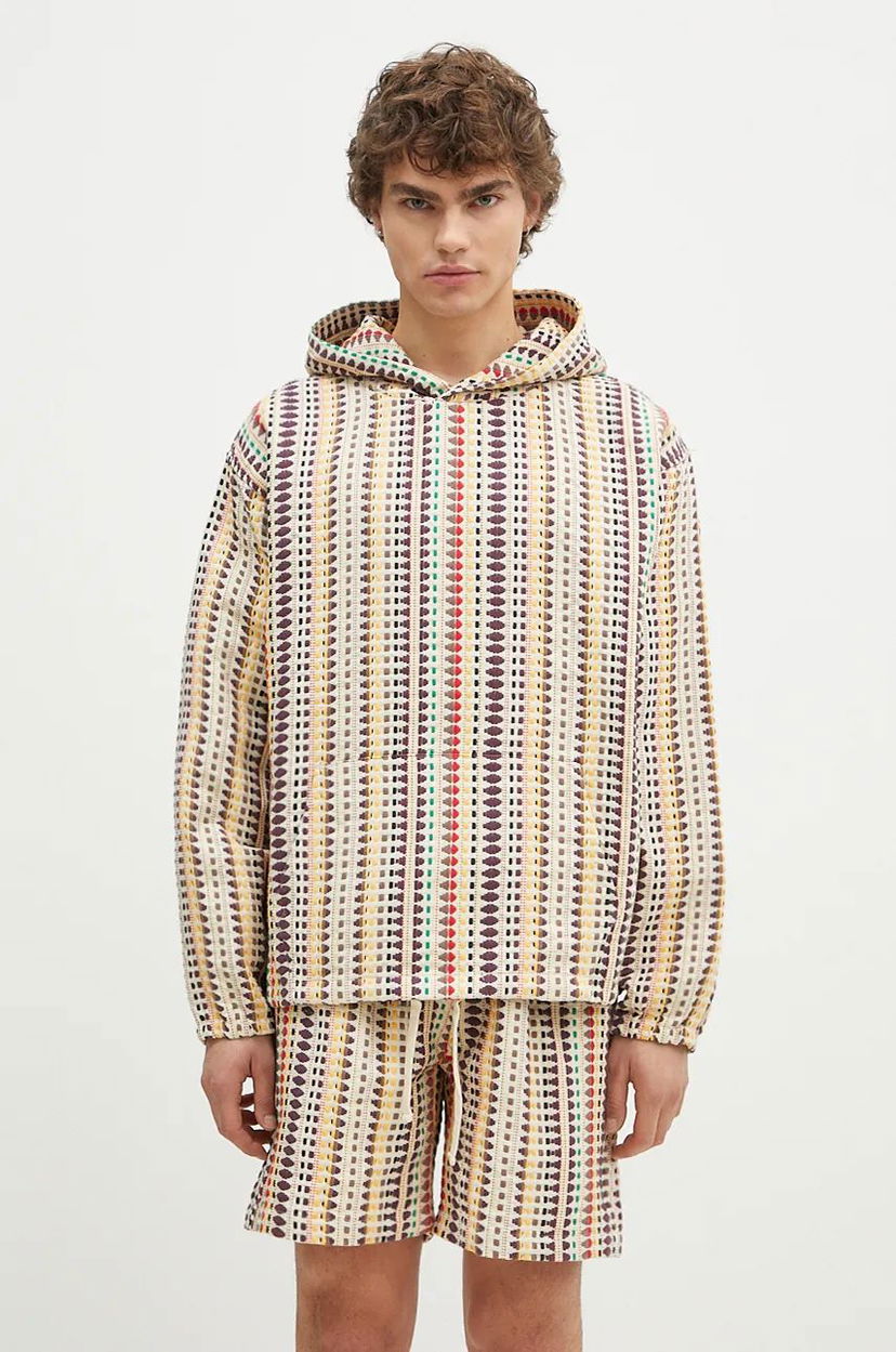 Mikina Pleasures Stitch Poncho Hoodie With Hood Béžová | P24F052