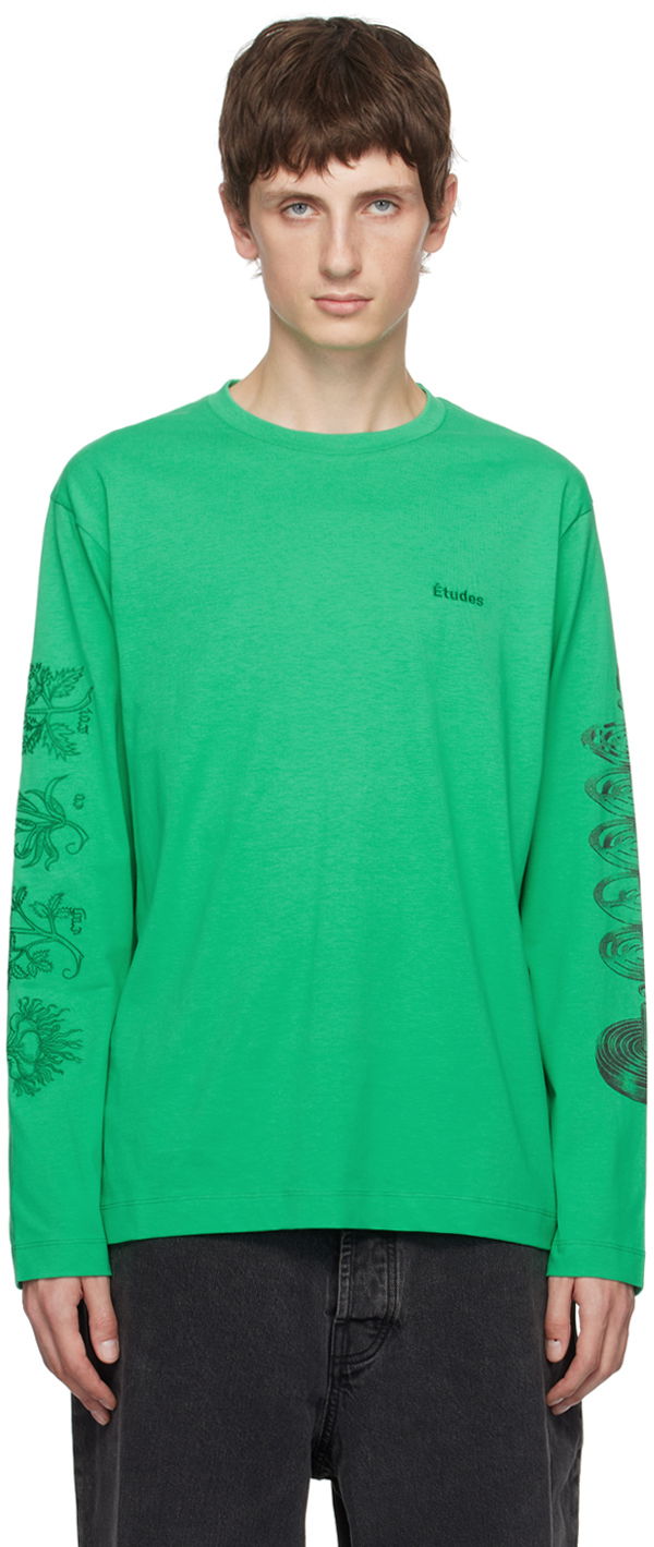 Tričko Études Graphic Print Long Sleeve T-Shirt Zelené | H23MC172A01036