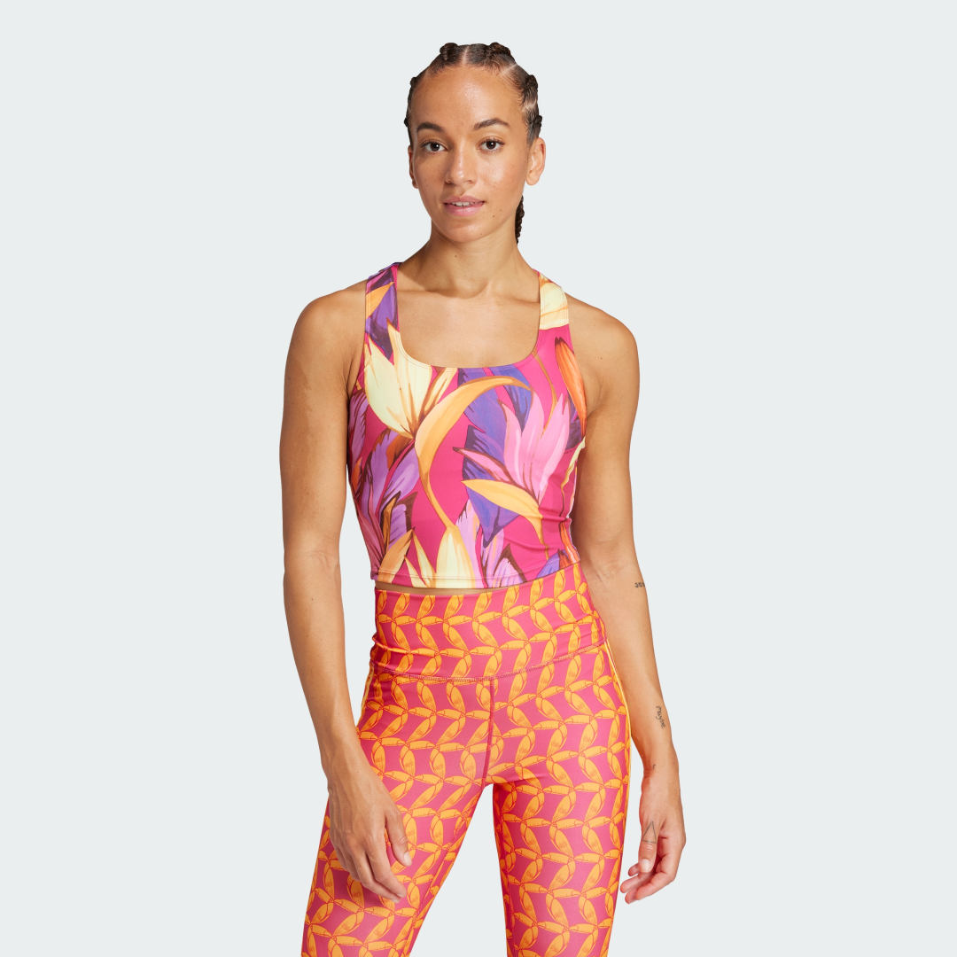 Tielko adidas Performance adidas x FARM Rio Training Crop Tank Top Ružová | JD6307, 0