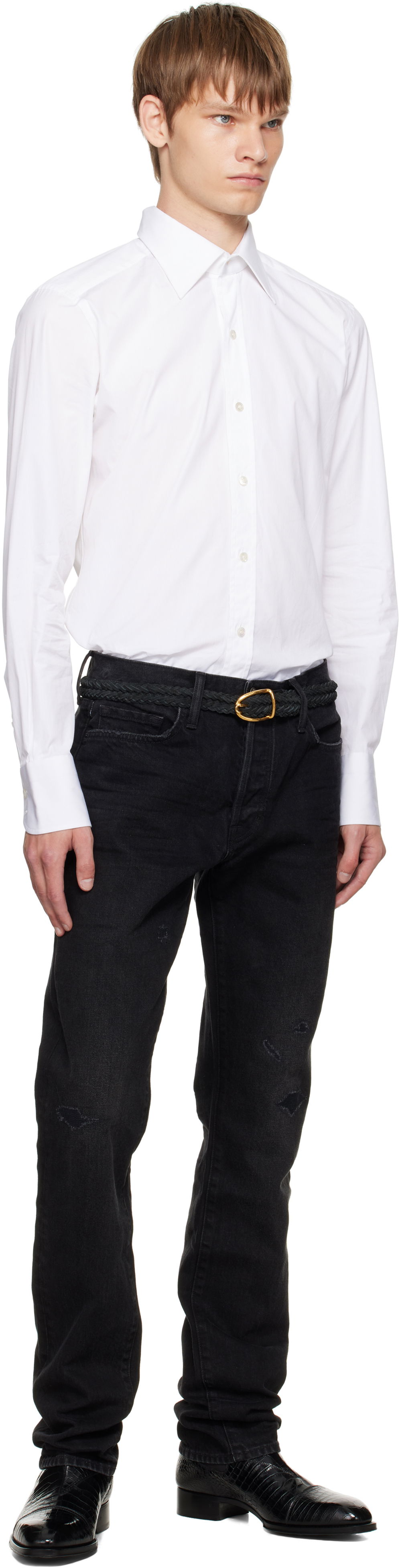Opasok Tom Ford TOM FORD Woven Suede Belt Čierna | TB314-ICL095X, 1