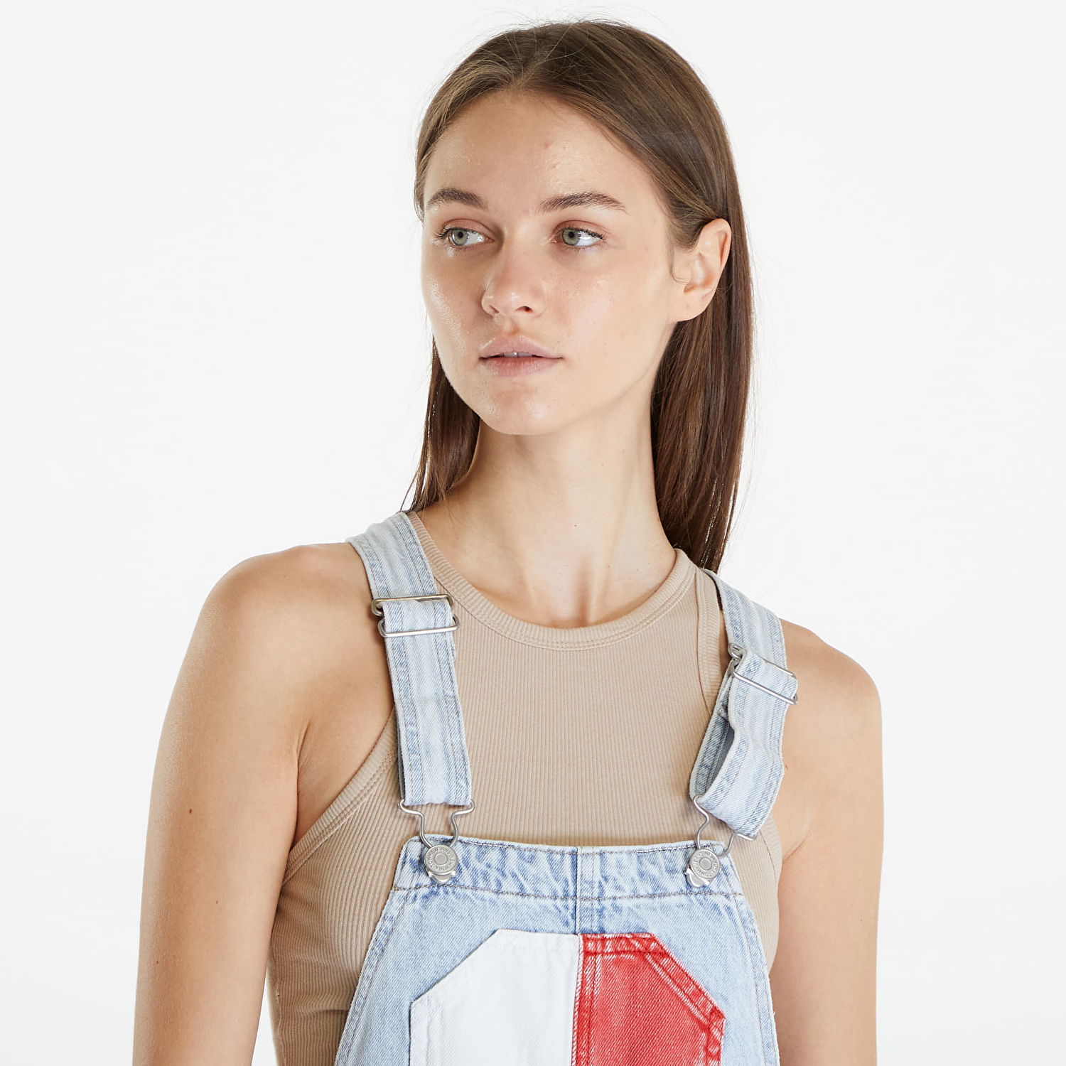 Šaty Tommy Hilfiger Dungaree Flag Dress Denim Light Modrá | DW0DW18116 1AB, 1
