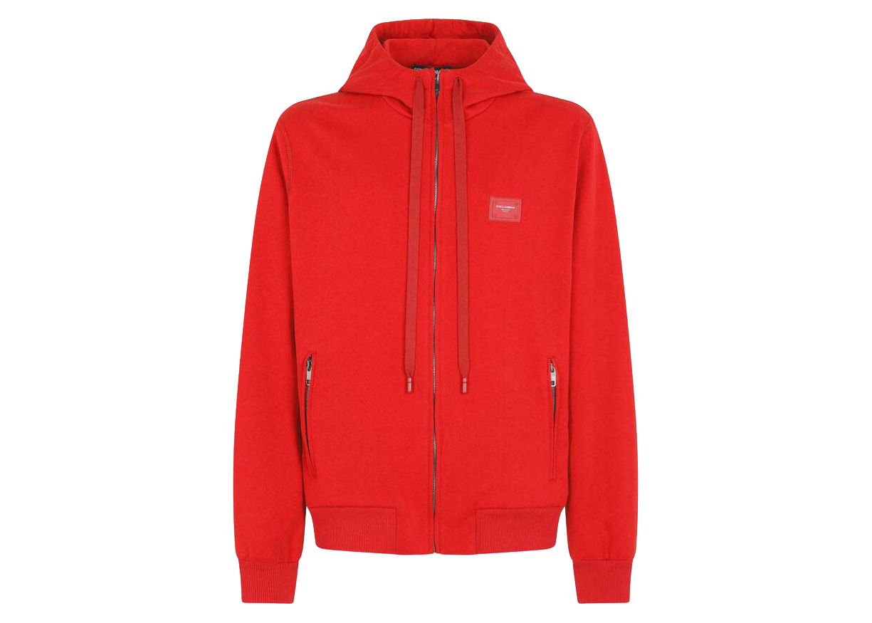 Mikina Dolce & Gabbana Jersey Zip Up Hoodie Red Červená | G9PD2TFU7DUR2254, 0