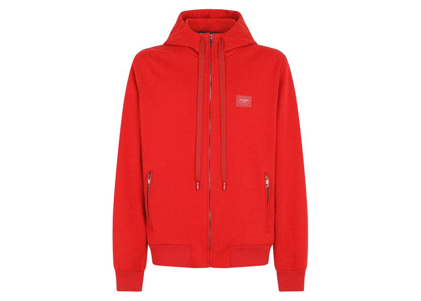 Mikina Dolce & Gabbana Jersey Zip Up Hoodie Red Červená | G9PD2TFU7DUR2254