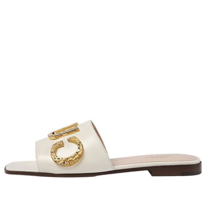 Tenisky a topánky Gucci Gucci Cara Grained Leather Slip-On Sandals Biela | 694858-C9D00-9022, 0