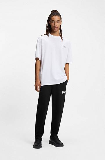 Súprava BOSS Cotton-terry tracksuit bottoms with logo print Čierna | 50549779, 1