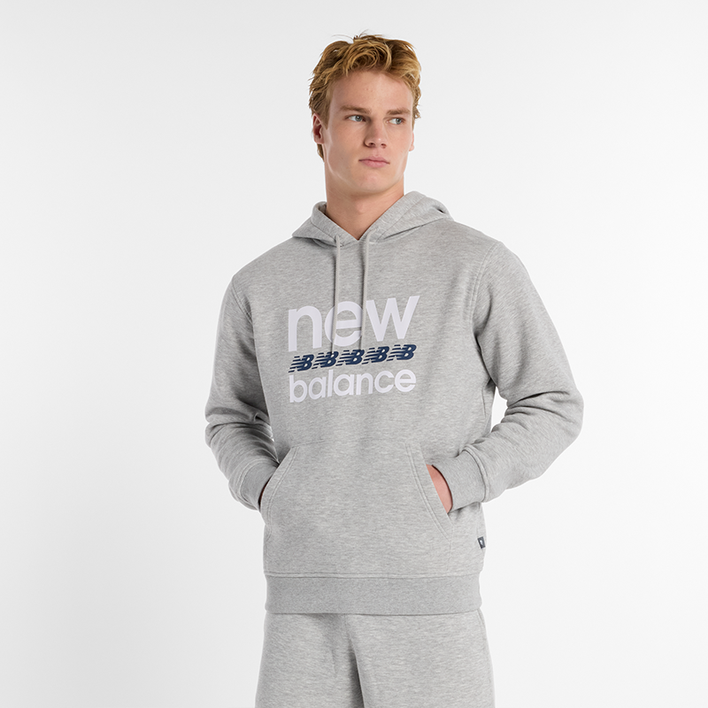 Mikina New Balance Men's Hoodie MT51941AG Šedá | NBMT51941AG, 0