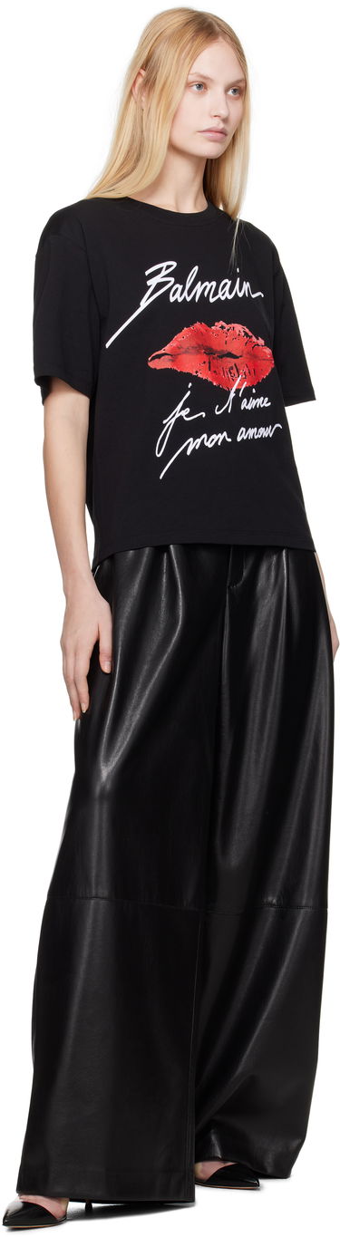 Tričko Balmain Balmain Short-Sleeved Kiss Print T-Shirt Čierna | EF1EG110GE45, 3
