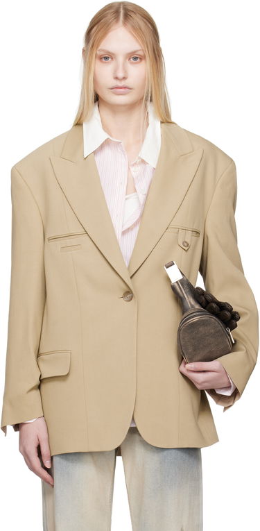 Kabáty Acne Studios Acne Studios Relaxed Fit Blazer Béžová | AH0302-, 0