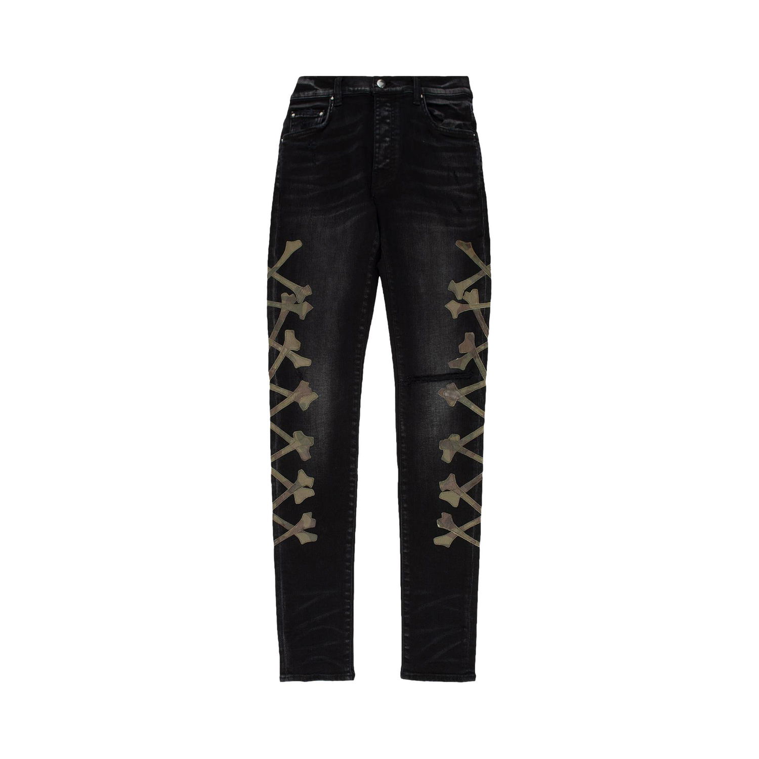 Džínsy AMIRI Camo Bones Jeans Čierna | PF22MDS027 023 AGED, 1