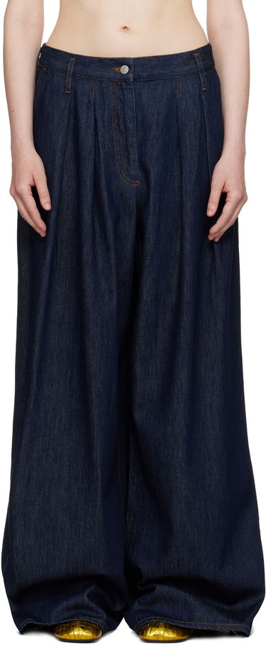 Džínsy Dries Van Noten Dries Van Noten Wide Leg Pleated Jeans Modrá | 251-010929-1552, 0