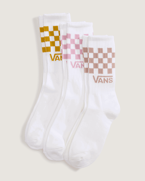 Ponožky Vans Vans Classic Check Crew Socks (3 Pairs) Biela | VN000QBUEN7