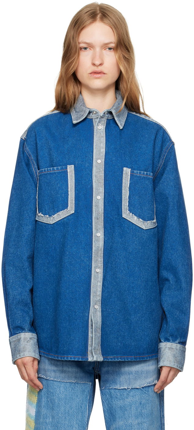 Košeľa Marni Two-Tone Denim Shirt Modrá | CAJD0601QS USCU83, 0