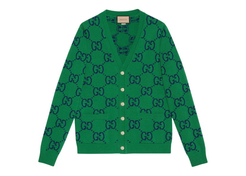 Sveter Gucci GG Knit Cardigan Green/Blue Zelené | 674043 XKB3V 3129