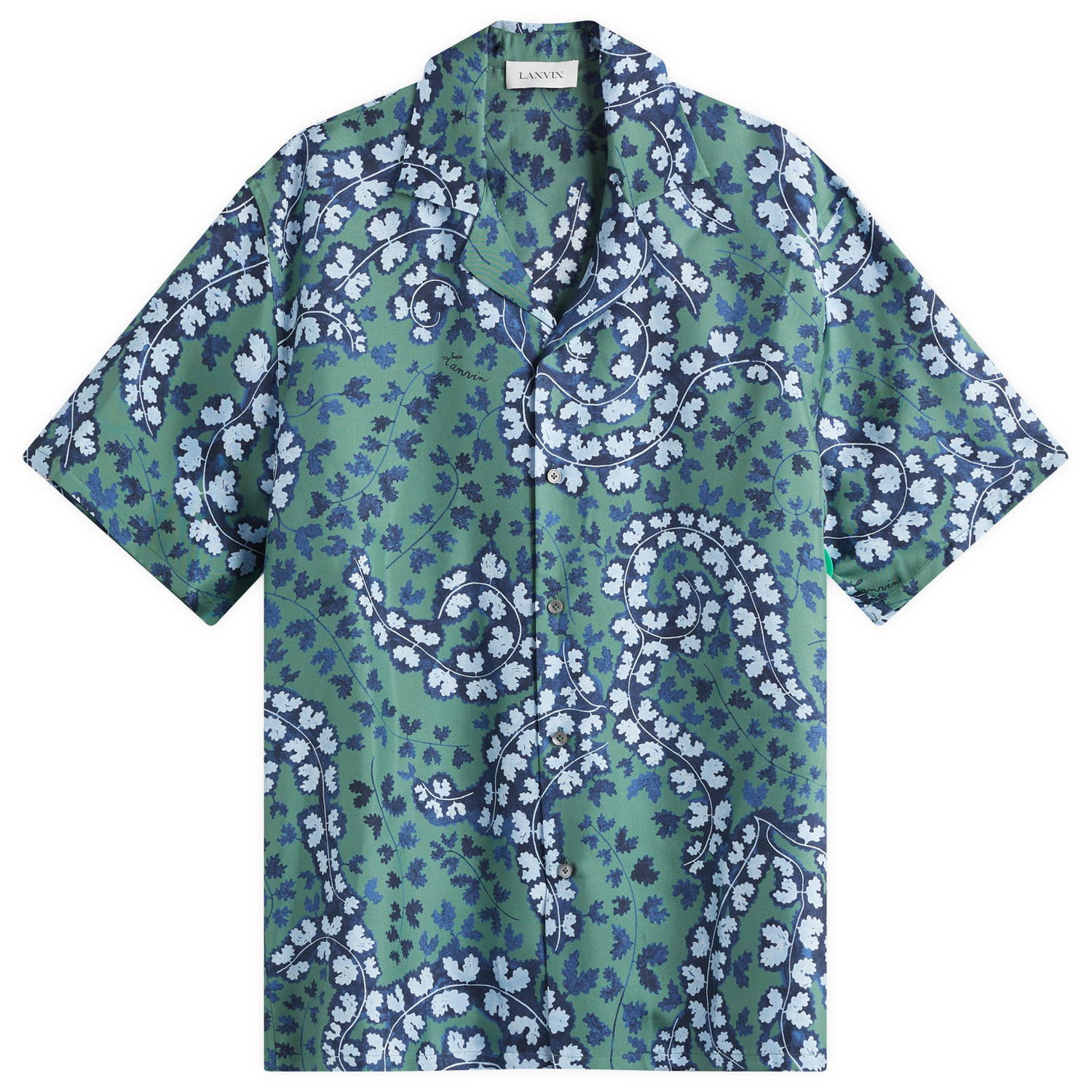 Košeľa LANVIN Lanvin Rateau Print Silk Bowling Shirt Zelené | RM-SI0019-6057-P25-490, 0