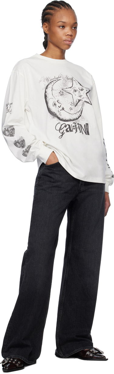 Tričko GANNI GANNI Future Heavy Long Sleeve T-Shirt Biela | T4064, 3