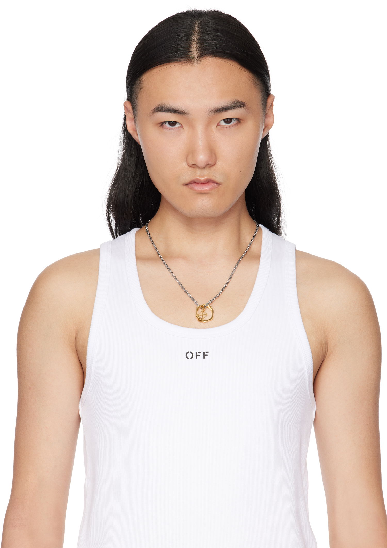 Náhrdelník Off-White Silver & Gold Chain With Pendant Necklace Metalická | OMOB15NS25MET0017276, 1