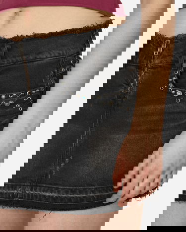 Sukňa GUESS Western Denim Skirt Used Black Wash Čierna | W4GU38D5AK0 GUUB, 5
