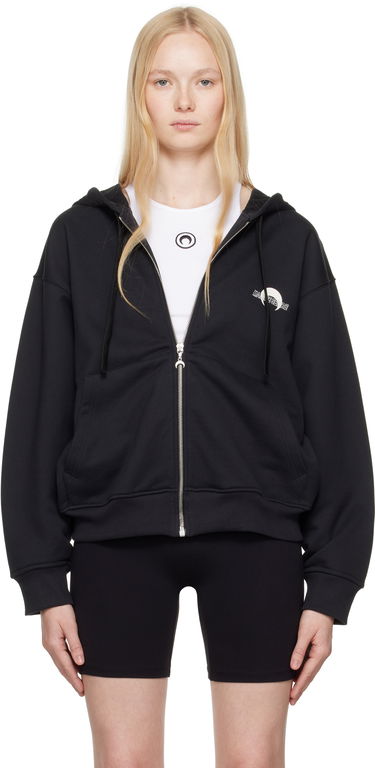Mikina Marine Serre Marine Serre Moon Logo Fleece Zip-Up Hoodie Čierna | UST017B CJER0075, 0