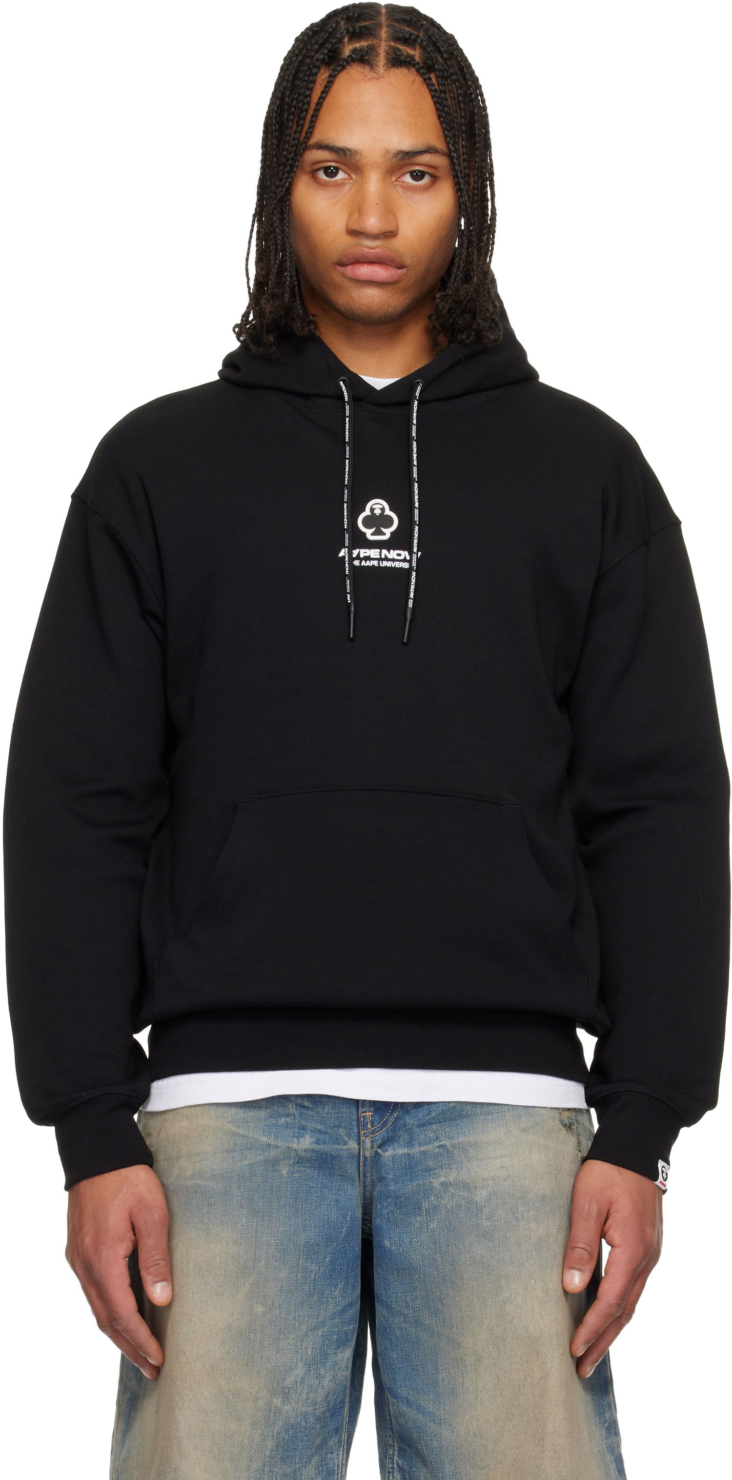 Mikina AAPE by A Bathing Ape 'AAPENOW' Clover Moonface Hoodie Čierna | AAPSWMC351XXPBKX, 0