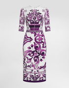 Dolce & Gabbana Majolica Print Charmeuse Midi Dress